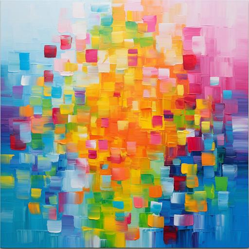 painting for room, painting is full of bright colors, has bright squares, modern art, sue beyer, miami aesthetic, cash in painting, very exotic painting v5