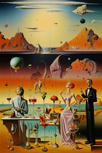 painting of a cocktail party. Painted by Salvador Dali
