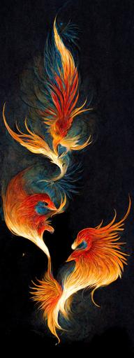 pair of bird fire phoenixes couple:: --h 4700 --w 1800
