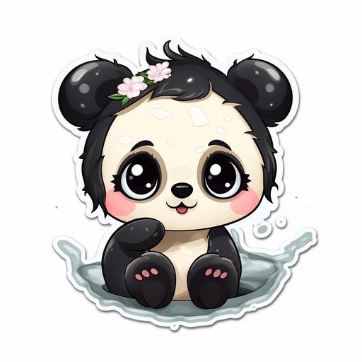 panda, stickers, shampoo,animals, female,hairline,beauty,phone stickers, Bambú, Cartoon.