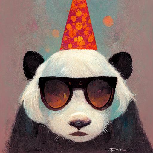 panda,birthday hat,sunglasses