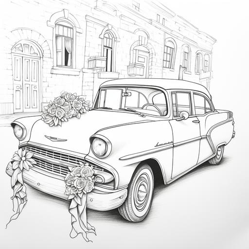 coloring book illustration of car with a 