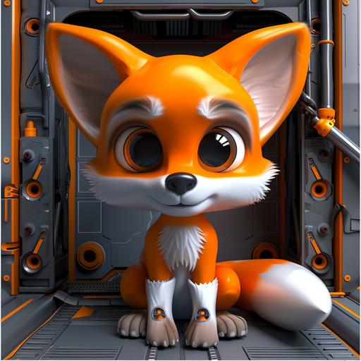 Cartoon orange fox ip image, 3d, Cute, Science fiction background
