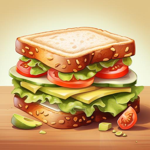 yummy sandwich, cartoon style