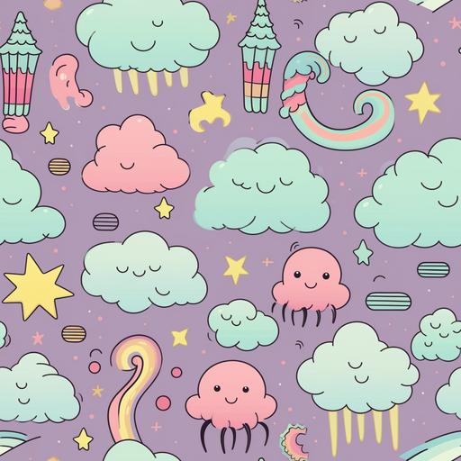 pastel dream seamless cartoon --tile