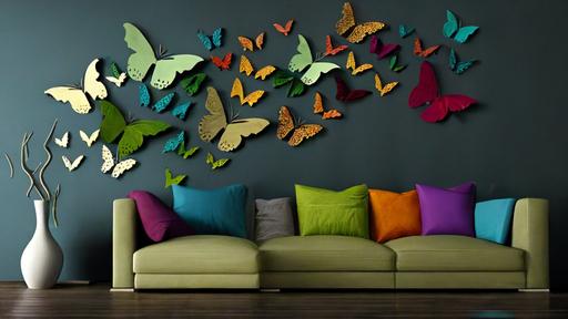 pattern butterflies Vinyl wall sticker, modern style of all colors --ar 16:9 --v 4