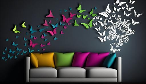 pattern butterflies Vinyl wall sticker, modern style of all colors --ar 16:9 --v 4