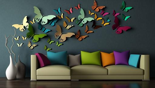 pattern butterflies Vinyl wall sticker, modern style of all colors --ar 16:9 --v 4