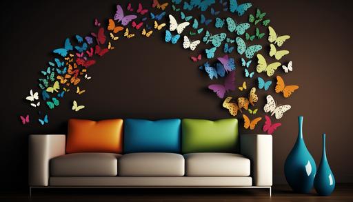 pattern butterflies Vinyl wall sticker, modern style of all colors --ar 16:9 --v 4