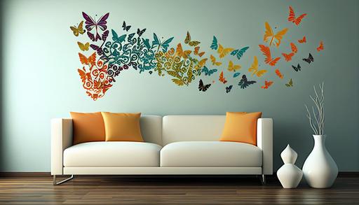 pattern butterflies Vinyl wall sticker, modern style of all colors --ar 16:9 --v 4