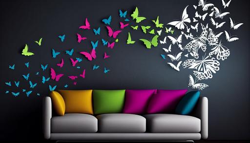 pattern butterflies Vinyl wall sticker, modern style of all colors --ar 16:9 --v 4