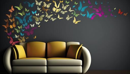 pattern butterflies Vinyl wall sticker, modern style of all colors --ar 16:9 --v 4