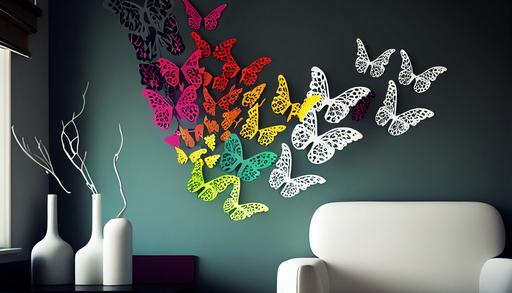 pattern butterflies Vinyl wall sticker, modern style of all colors --ar 16:9 --v 4