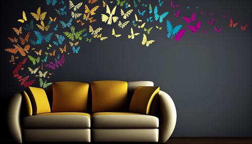 pattern butterflies Vinyl wall sticker, modern style of all colors --ar 16:9 --v 4