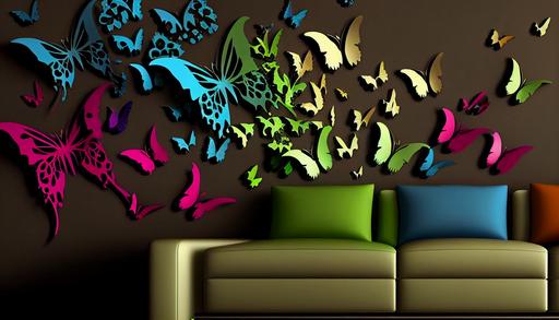 pattern butterflies Vinyl wall sticker, modern style of all colors --ar 16:9 --v 4