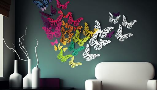 pattern butterflies Vinyl wall sticker, modern style of all colors --ar 16:9 --v 4