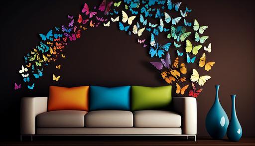 pattern butterflies Vinyl wall sticker, modern style of all colors --ar 16:9 --v 4