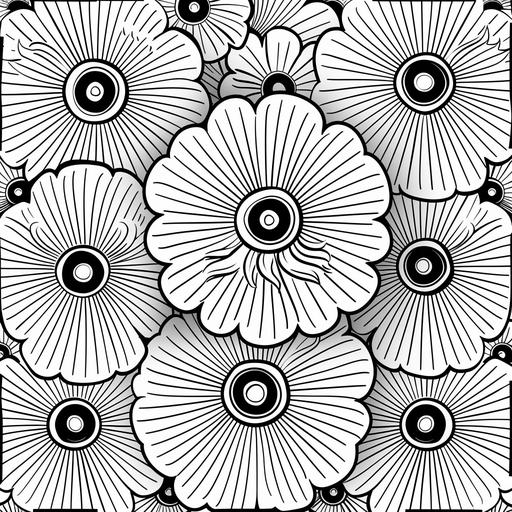 pattern line art, illustration ,flower ,circle, no background ,geometric , black and white , splash effects-- tile --s 1000 --style raw