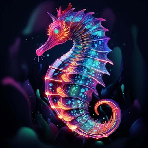 pattern, neon seahorse,Hd, .png, spaced out— ar 3:2 s— 1000