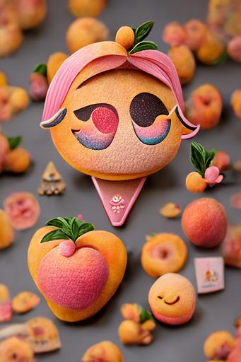 peach emoji character, orange and pink, lovely funny cute, high 3D details, High Resolution, ultra high details, 200mm --c 12 --s 1000 --ar 2:3 --s 5000 --q 2 --v 3
