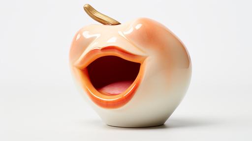 peach emoji stoneware --ar 16:9 --c 12 --w 64