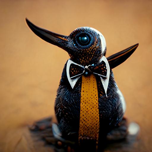penguin, monocle, bow tie, cane, wings, unreal engine 5, photo realism