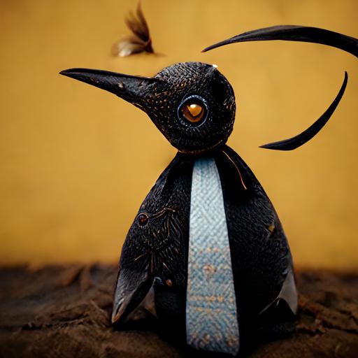 penguin, monocle, bow tie, cane, wings, unreal engine 5, photo realism