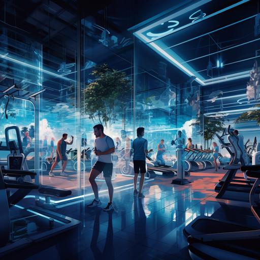 people working out in a high tech gym