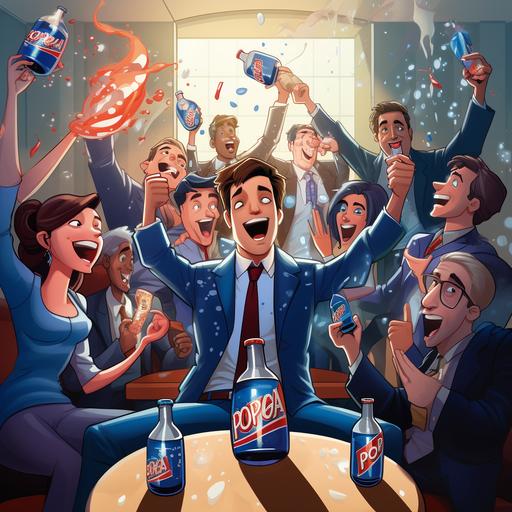 pepsi celebrating earnings soda pop party cartoon