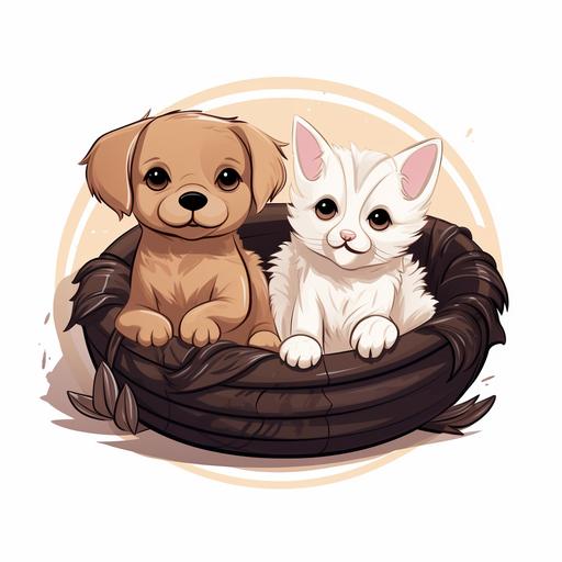 pet bed store logo with white background showing cat and dog