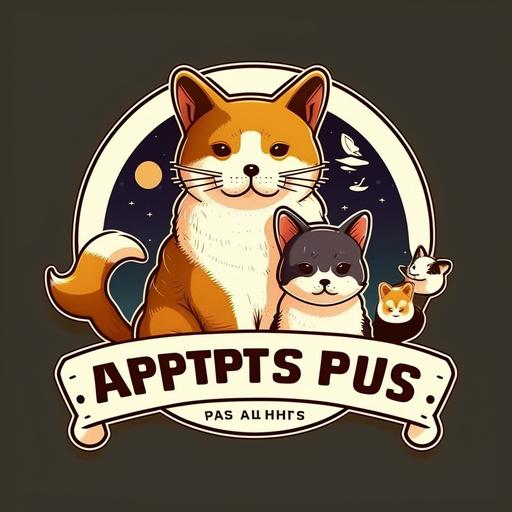 pet shop logo with cute shiba & cute cat
