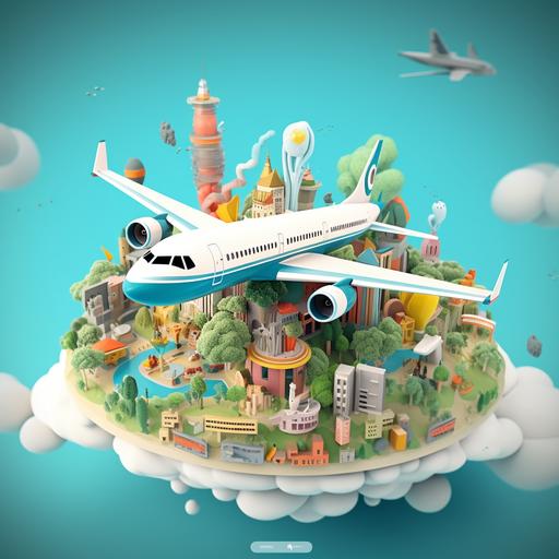 airplane animated traveling around the world