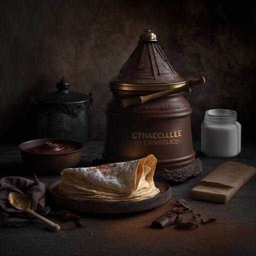 photo de crêpes pour la fête de la Chandeleur, avec un pot de pâte à tartiner chocolat, noisette, ultra réaliste, 4k