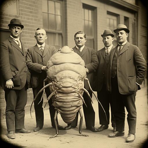 photo from 1900 of city folks posing with oversized overweight fleas