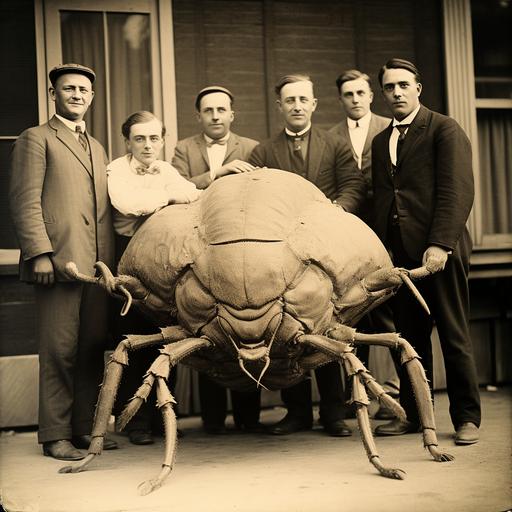 photo from 1900 of city folks posing with oversized overweight fleas