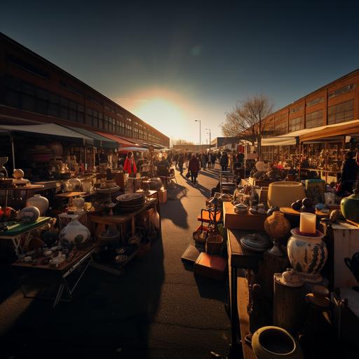 photo of Line perspective Flea market outside