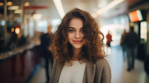 photo of a beautiful young woman, the girl next door, cute:: photo of people having fun at the Supermarket, real photography, fujifilm superia, full HD, taken on a Canon EOS R5 F1. 2 ISO100 35MM, polaroid photo style, Scene from a modern movie --ar 16:9 --style raw --v 5.2