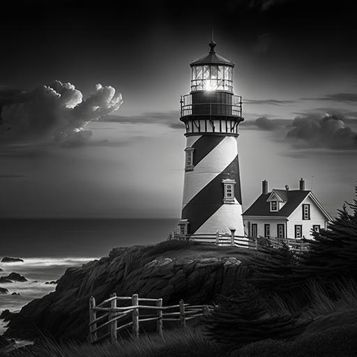 photo of a lighthouse in black and white