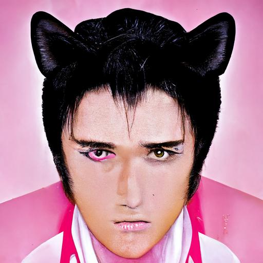 photo of cover for Elvis Presley album “I’m a kawaii cat boy”, style of anime