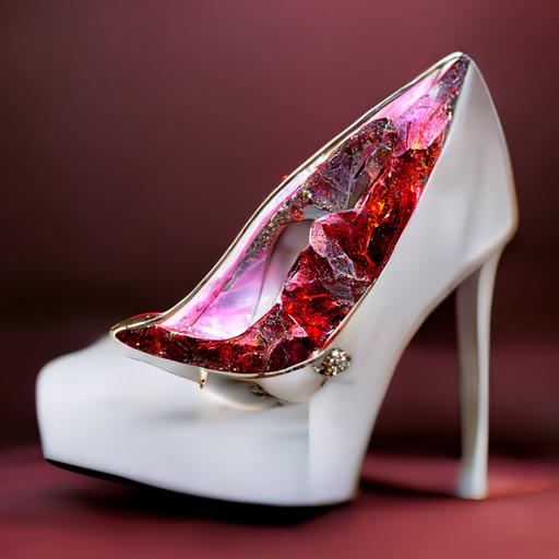a photo of high heels made of Ruby,only high heels,beautiful, realistic, clear,jewelry,8k