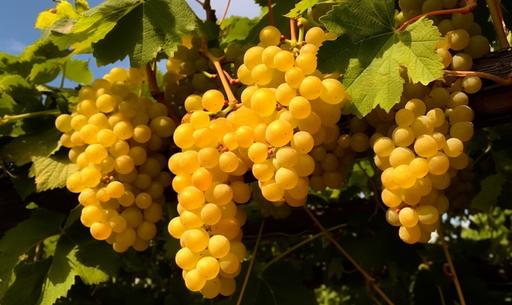 photo of vine with yellow grape used for Asti Moscato --v 5.1 --ar 5:3