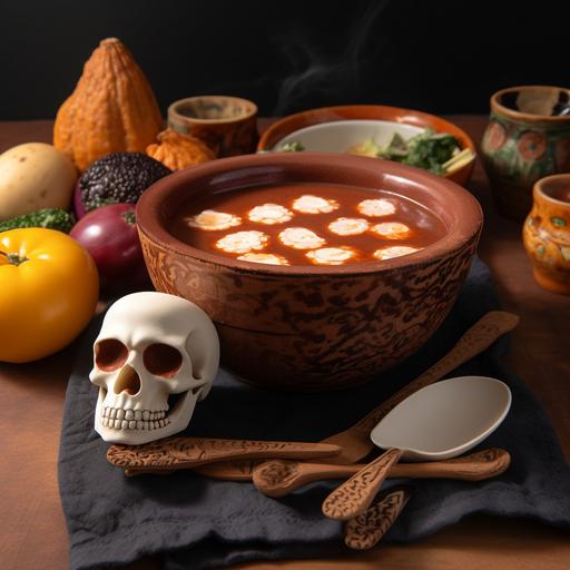 photo product, skull bowl full of bandeja paisa soup --v 5 --q 2