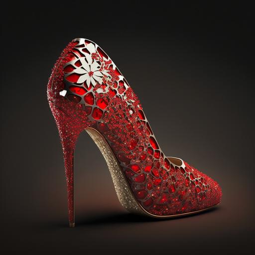 photo realistic ruby ​​inlaid high heels