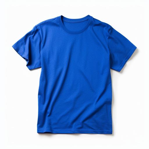 photograph of a royal blue tshirt on a white background