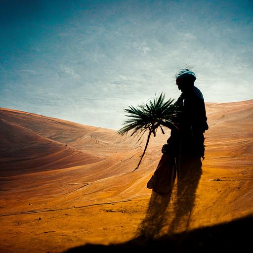 photographer in sahara with palms
