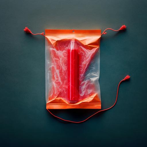 photography of a red dynamite stick inside of a ziploc bag