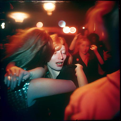 photography with women on Paris 1970s, night club, dancing, captured by Yashica 635 Portra 160, 70s --q 2 --upbeta --s 50
