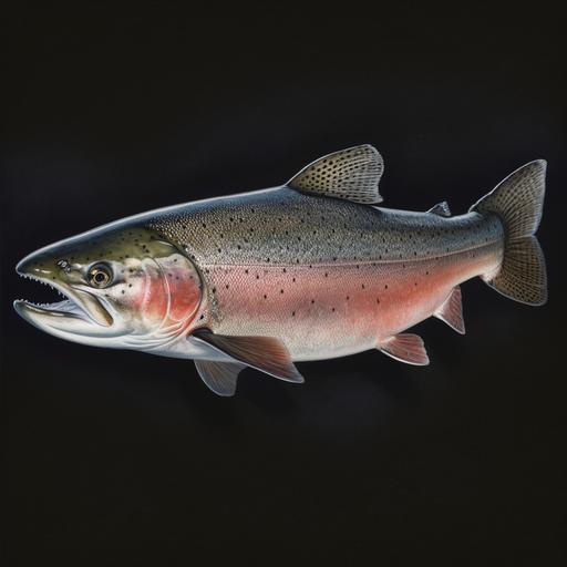 photorealistic picture of a Steelhead fish --ar 1:1 --v 5.0 --s 250