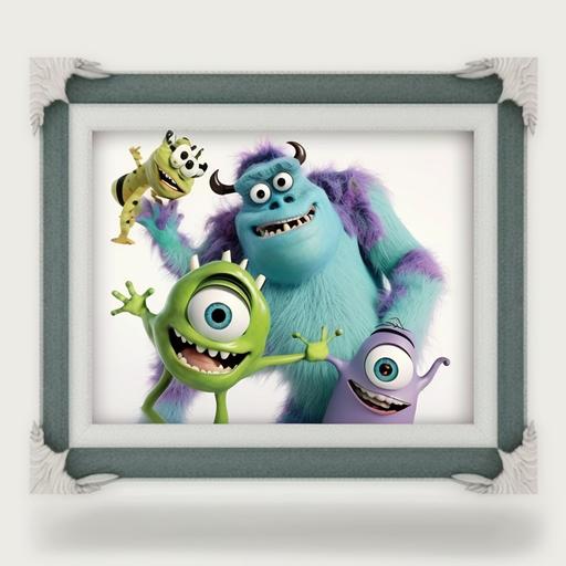 picture frame Monsters, Inc. , with white background, no pictures just frame --q 2 --s 750