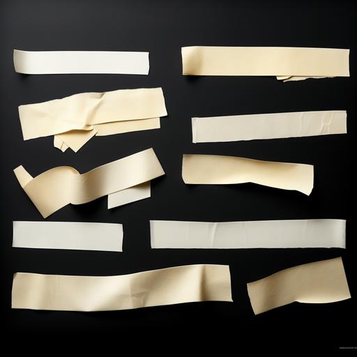 pieces of masking tape on a black surface